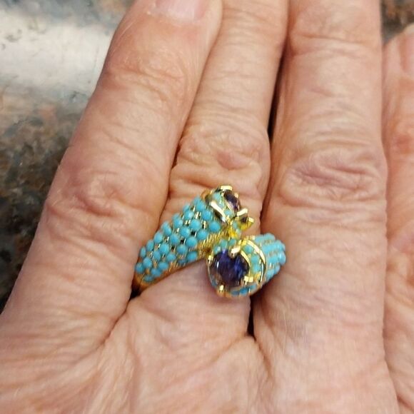 Turquoise and amythist Ring...Size 7. - Picture 6 of 7